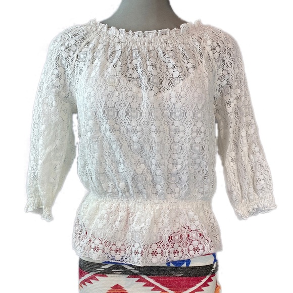 CHRISTOPHER & BANKS Lace Boho | Peasant Blouse - Picture 8 of 8